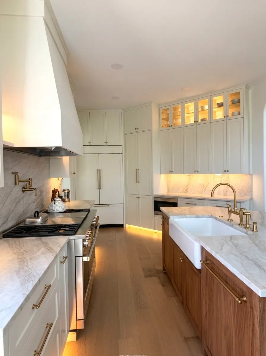 Spicewood Residence, Primary bathroom, powder room, kitchen and dining room
